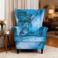 thumbnail image 3 of HUISEFOR Wing Chair Slipcovers, Stretch Wingback Armchair Slipcover, 2 Piece, 1 Wing Cover & 1 Cushion Cover, Anti‑Slip, Easy to Install, Furniture Protector, Blue Gold Marble, 3 of 7