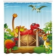 thumbnail image 3 of Ambesonne Dino Shower Curtain, Cartoon Dinosaurs in Park, 69"Wx84"L, Multicolor, 3 of 3