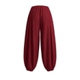 thumbnail image 7 of Mifsaly Harem Pants Women High Waisted Wide Leg Alloon Pant Comfortable Lightweight Flowy Office Work Elegant Outfits Red,S, 7 of 7