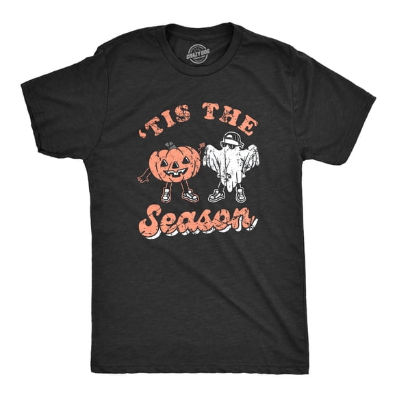 Mens Tis The Season T Shirt Funny Spooky Halloween Costume Lovers Tee for Guys (Heather Black - SEASON) - S