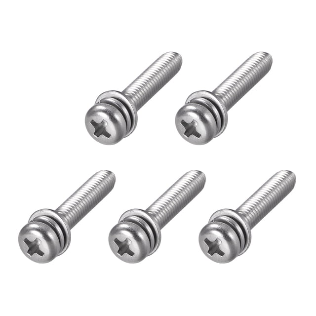 Unique Bargains M5x25mm Tête de Poêle en Acier Inoxydable Vis Ressort Rondelle 5 Pcs