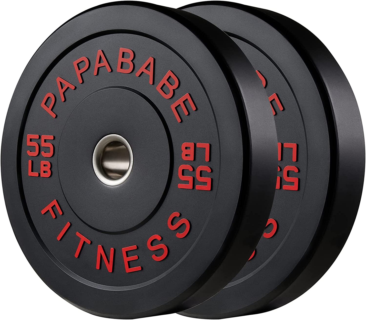 PAPABABE Bumper Plate Set with Color Coded 2 inch (55 lb Set)