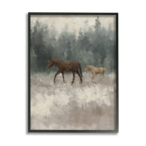 Stupell Foal Horses Countryside Gallop Animals & Insects Painting Black Framed Art Print Wall Art