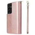 thumbnail image 4 of Feishell for Samsung Galaxy S21 Ultra (6.8 inch) Wallet Case for Women Men,Premium PU Leather Magnetic Clasp Zipper 9 Card Slots Folio Flip Holder Shockproof Purse Phone Case with Wrist Strap,Rosegold, 4 of 8