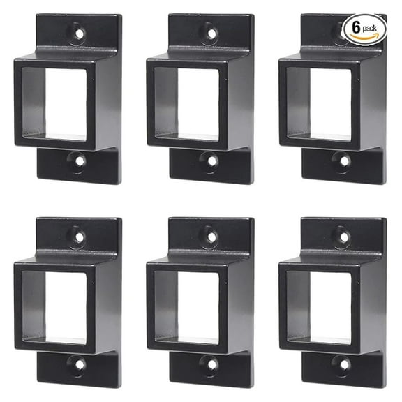 Aluminum Fence Wall Mount - 1" x 1" Rail Mounts - Black, 6 Pack - Residential Fence Hardware - Durable Outdoor Railing Brackets