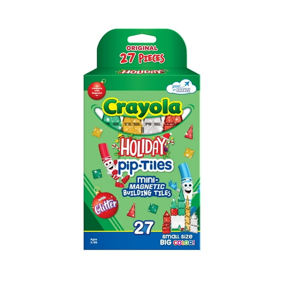 The Original Crayola Holiday Glitter Mini PIP Magnetic Tiles 27-Piece Set