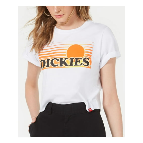 DICKIES $25 Womens New White Logo Graphic Short Sleeve T-Shirt M B B