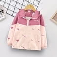 thumbnail image 2 of LRen Girls Hooded Windbreaker Zip Front Lightweight Spring Jacket, Heart Letter Print Outdoor Rain Coat for Kids Ages 3-14, School Daily Wear, 2 of 6