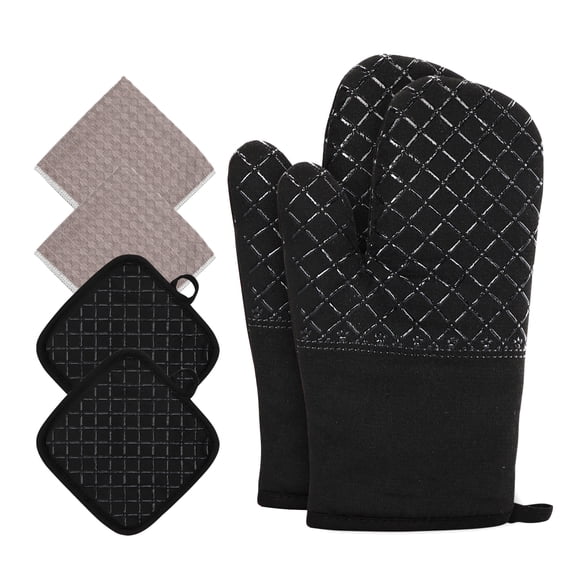 UNIWELL 6pack Oven Mitts Sets ,Kitchen Gloves and Pot holders Set Heat-Resistant Non-Slip for BBQ Baking Cooking