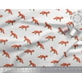 thumbnail image 2 of Soimoi White polyester Crepe Fabric Fox Animal Decor Fabric Printed Yard 52 Inch Wide, 2 of 3