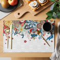 thumbnail image 2 of Bohemian Floral Placemats Set of 6, Retro Abstract Flowers Boho Ethnic Placemats for Dining Table, Place Mats for Kitchen Tabletop, Waterproof Wipeable Dining Table Mats Set, 2 of 9
