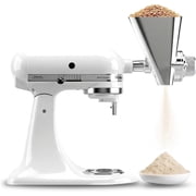 Grain Mill Attachment for Kitchenaid Stand Mixer, 12 Gear Metal Flour Maker for Wheat, Oat, Buckwheat, Corn, Beans and Other Cereals, Included Brush and Screwdriver, Hand Wash Only