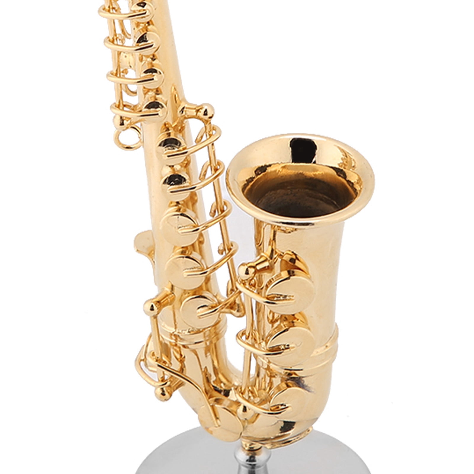 Miniature Alto Saxophone Replica with Stand and Case Gold Plated Instrument Model Ornaments