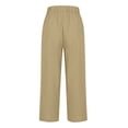 thumbnail image 5 of ibuvkizy Wide Leg Linen Pants for Women Spring and Fall Solid Color Elastic Waist Versatile Straight Tube Casual Wide Leg Pants Khaki,M, 5 of 6
