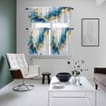thumbnail image 5 of Watercolor Modern Art Kitchen Curtains Valances and Tiers Set of 3 Blue Gold Blooming Effect Tier Curtains and Valance with Rod Pocket for Small Windows, 27.5"x36", 5 of 9