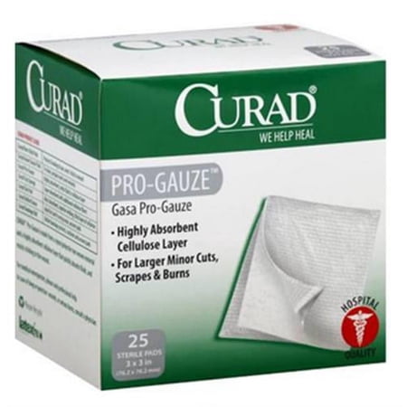 Curad Sterile Pro-Gauze Pads 3" x 3", 25 ea (Pack of 2)