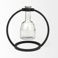 thumbnail image 2 of Modern Industrial Black Round Metal and Glass Vase, 2 of 5