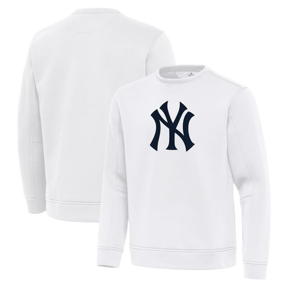 Men's Antigua White New York Yankees Relevant Lightweight Pullover Sweatshirt