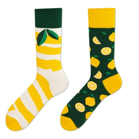 

SIEYIO Unisex Couple Funny Crew Socks Novelty Harajuku AB Asymmetric Colorful Cartoon Pattern Jacquard Hip Hop Cotton Hosiery