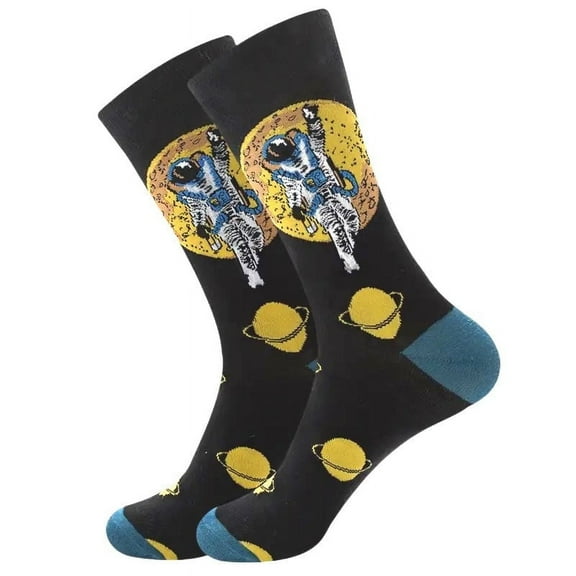 Astronaut by the Moon Socks from the Sock Panda (Adult Large - Men's Shoe Sizes 8-12)