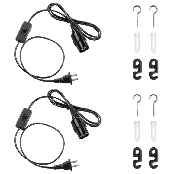Extension Hanging Lantern Pendant Light Lamp Cord Cable E26 Pendant Light Socket On Off Inline Cord Switch Control Lamp, Switch Close to Polarized Plug,13 Feet,Black, 1-Pack