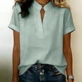 thumbnail image 6 of Favoffer Women's Work Shirts Short Sleeve V Neck Loose Fit Solid Color Casual Blouses for Business Office Meeting Daily, 6 of 9