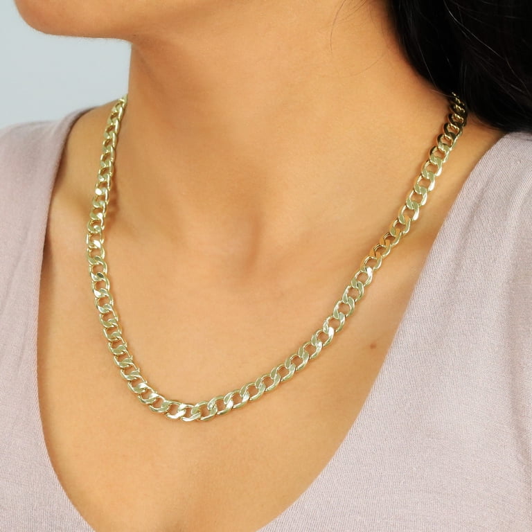 14K Yellow Gold 2.5mm Women's Curb Cuban Italian Link Chain Pendant Necklace – 16 Inch – Nuragold