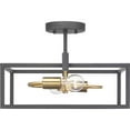 thumbnail image 2 of Progress Lighting Blakely 2-Light Semi-Flush Fixture, Graphite, Rectangular Frame, Satin Brass Accents, Canopy Included, 2 of 16
