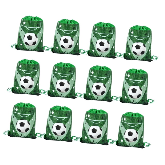 12 bolsas con cordón para balón de fútbol con correa ajustable para el hombro, bolsa deportiva para gimnasio, mochila con cordón para viajes y playa Verde