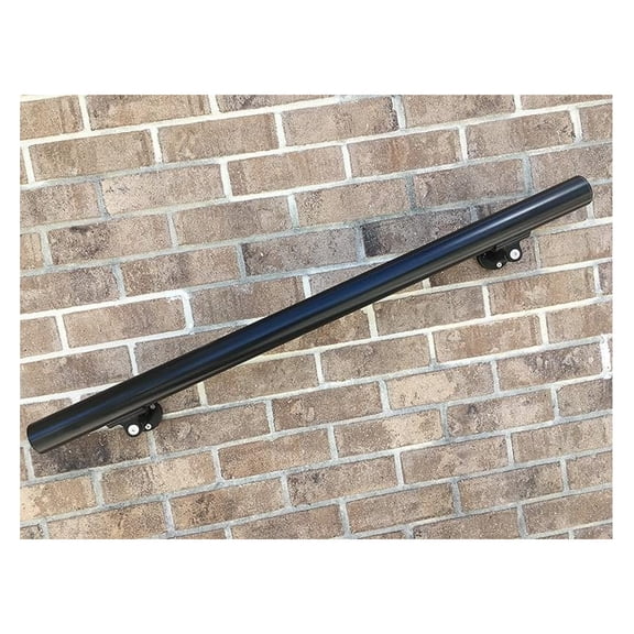 B52 Black Handrail Aluminum Stairs Kit 4 Ft 1.97" diam, Includes 2 Wall Brackets.