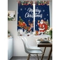 thumbnail image 4 of Semi Sheer Window Curtains 72 Inches Long, Navy Blue Christmas Rod Pocket Silky Chiffon Curtain Treatment Drapes for Kitchen, Living Room, Santa Elk Gifts Snowflake Winter Xmas Tree 52"x72", 2 Panels, 4 of 9