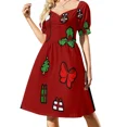 thumbnail image 2 of Vestido de fiesta elegante de lujo con mangas cortas y estampado de acuarela de ballena jorobada para mujer., 2 of 7