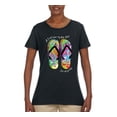 thumbnail image 2 of If I Can't Wear My Flip Flops I'm Not Going Colorful Sandals Streetwear Womens Graphic T-Shirt, Black, Small, 2 of 3