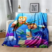 Soft and Warm M-Minecraft Blanket Featuring My World Sandbox Game Characters 3D Print Fleece Throw Blanket
