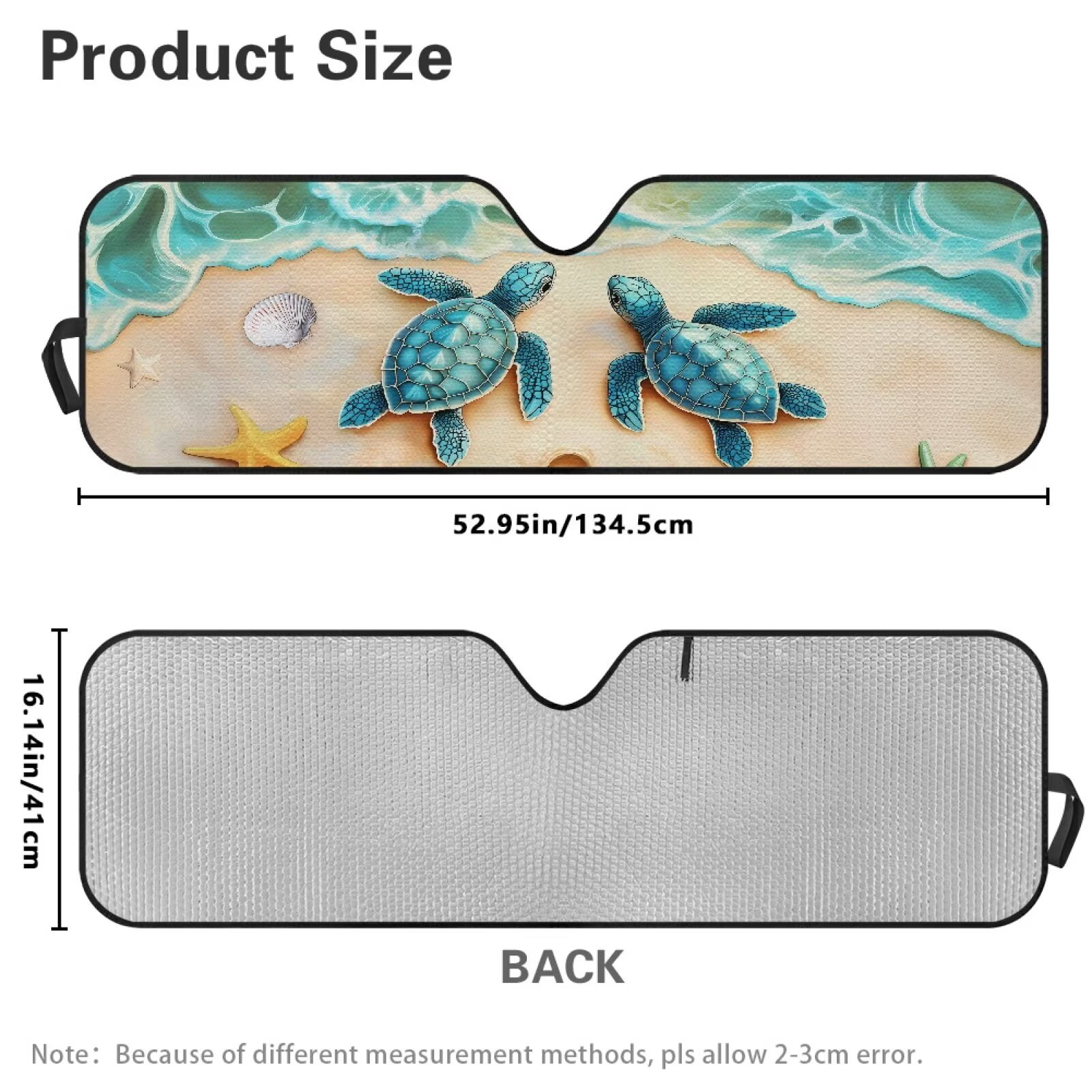 Binienty Beach Sea Turtle Car Sun Shade Windshield Auto Sun Visor Heat Protection for Jeep Wrangler TJ 1997-2006 Foldable UV Blocking Front Window Sunshade 52x16" Easy Installation