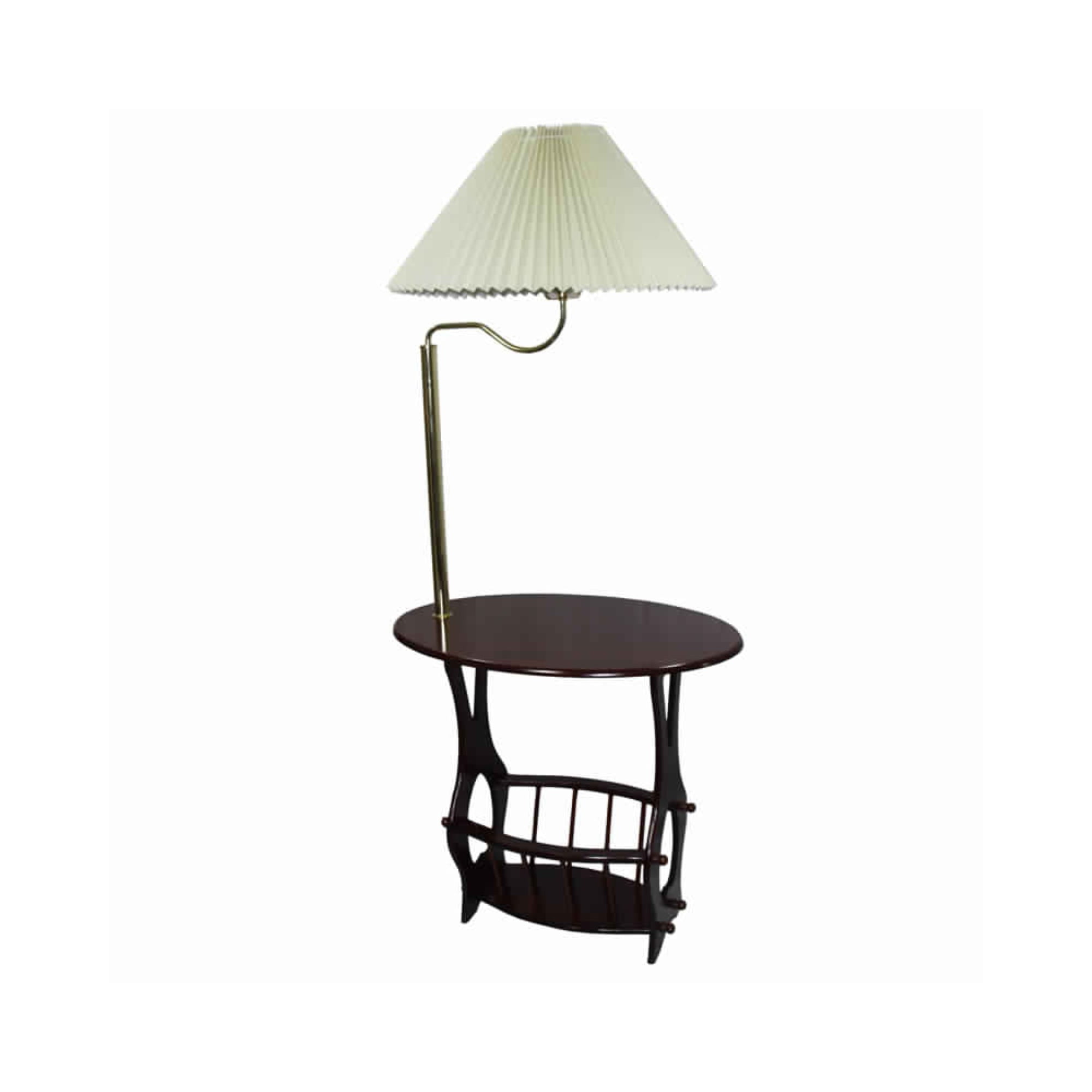 Wooden End Table with Integrated Lamp and Magazine Rack, Brown ...