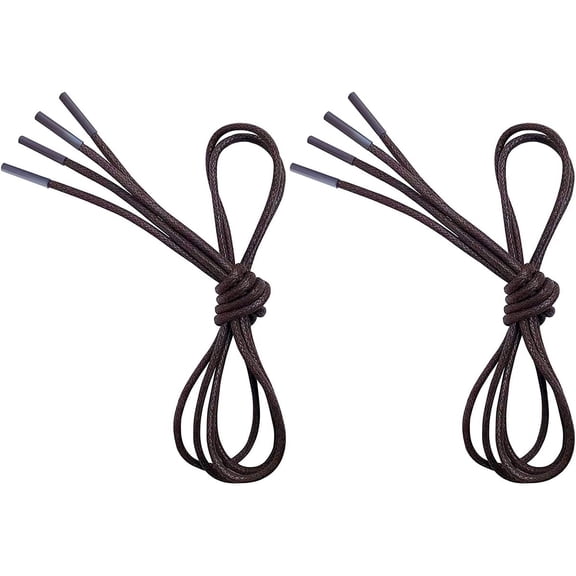 TUWAFE 2 Pairs Waxed Round Dress Shoe Laces for Mens Dress Shoes,1/8" Thin Business Oxford Shoelace/Shoe Strings