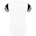 thumbnail image 2 of DIGITMON Women's Baseball Softball Jersey Button Down Two-Stripe Sleeve Shirts Uniform WHITEBLACK, X-Small, 2 of 3