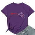 thumbnail image 4 of LUOGENLI T-shirts pour Femme pour Femmes T-Shirt à Col Rond à Manches Courtes Imprimé pour la Journée du Couple T-shirts pour Femmes T-Shirt Graphique Saint-Valentin Violet Foncé L, 4 of 5