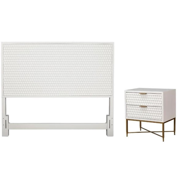 Home Square 2-Piece Set with California King Headboard & Nightstand in White
