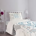 thumbnail image 3 of Ambesonne Nautical Quilted Bedspread Set 2 Pcs, Marine Words with Fish, Twin Size, Pale Blue Navy Blue, 3 of 5