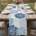 thumbnail image 4 of Blue Grey Sunflowers Table Runner 36 Inches, Boho Vintage Floral Rustic Blossom Bed Runner Dresser Scarves Tabletop for Indoor Outdoor Parties/Ceremony/Banquet, 13"x 36", 4 of 9