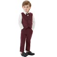 thumbnail image 2 of Mercatoo Toddler Boys Long Sleeve Shirt Tops Vest Coat Pants Child Kids With Bow Gentleman Outfit Weeding 4t Set for Toddler Boys, 2 of 9