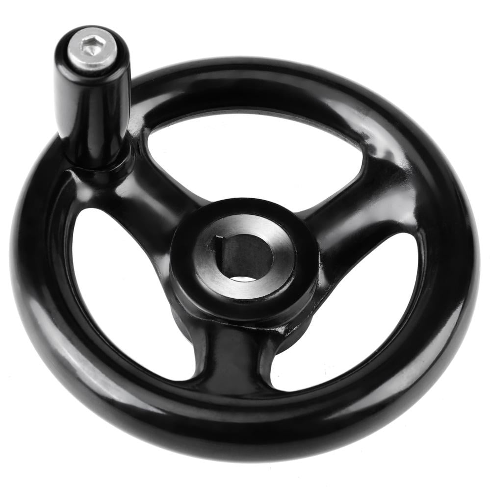 Cergrey 1PC 12*100mm Black Round 3 Spoke Hand Wheel for Lathe Milling