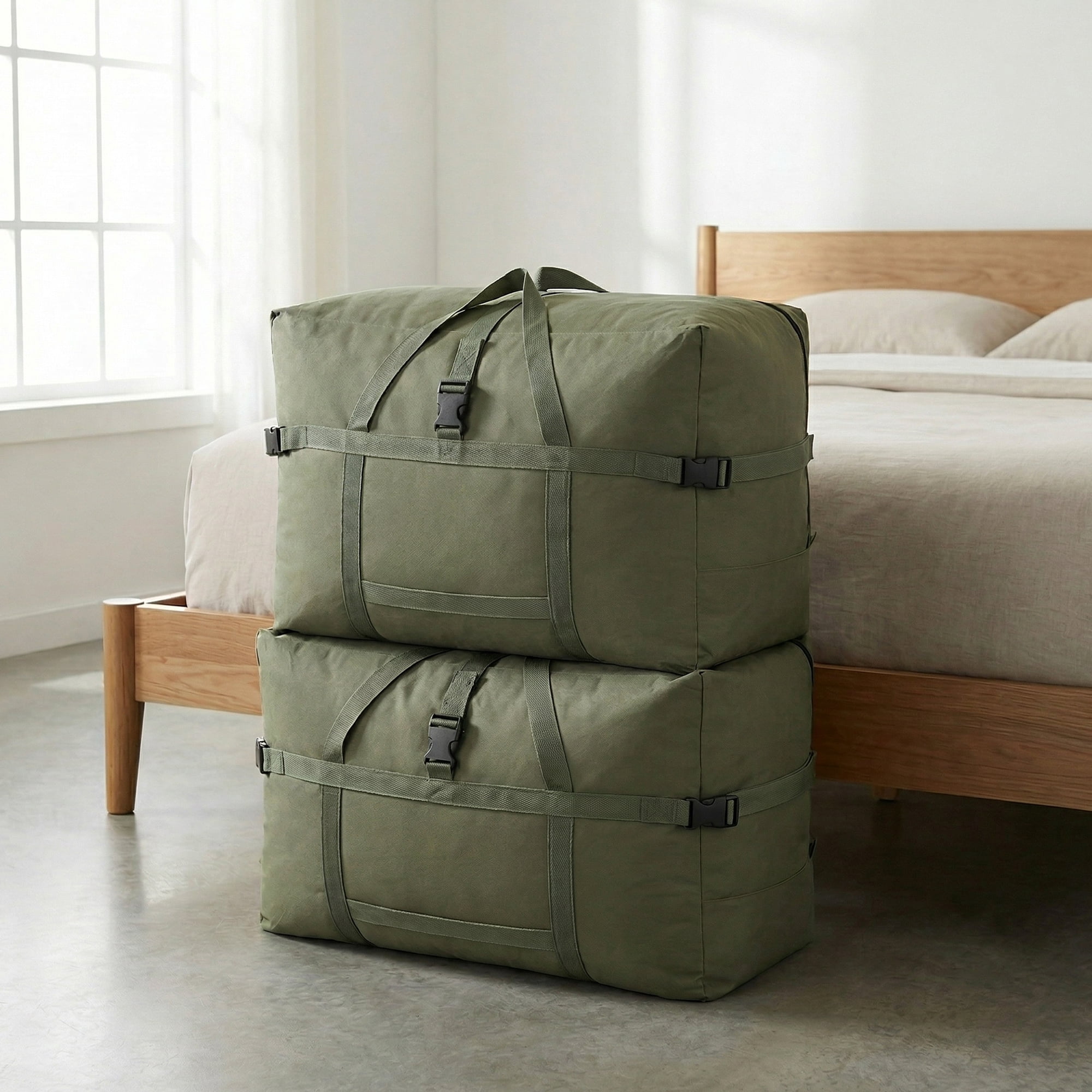 Unique Bargains Clothes Storage Oxford Moving Bag Green 27.6*13.8*18.9in