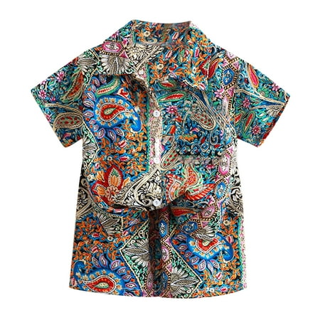 

Toddler Boys Summer Cozy Colored Patchwork Printed Short Sleeved Tops and Shorts 2PC Children s Suit Take Home Outfit for Baby Boy Baby Clothes for A Boy 1st Birthday Boy Outfit Toddler Bow Tie Set