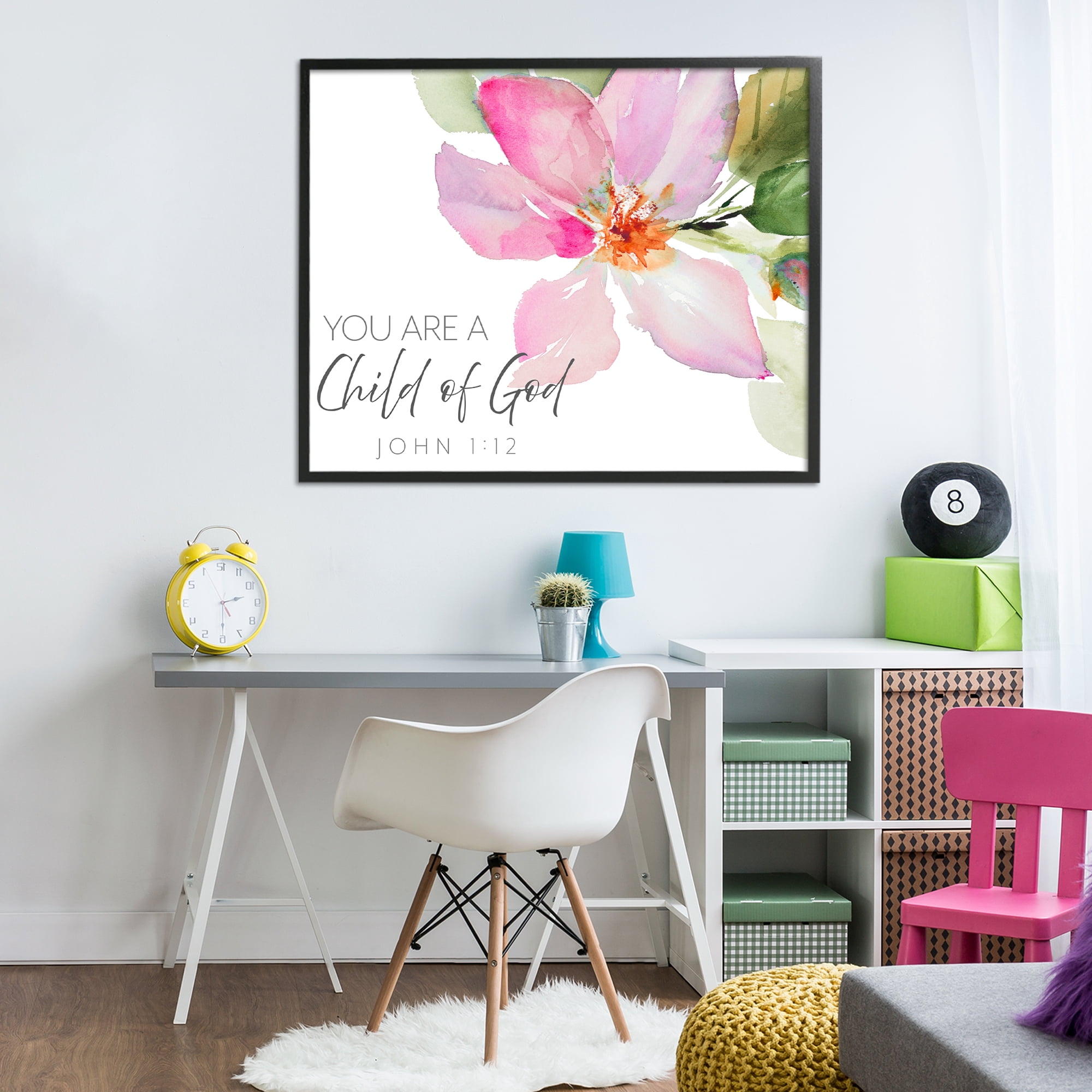 Stupell Industries Child Of God Pink Flower Black Framed Giclee Art, design by Lanie Loreth