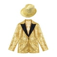 thumbnail image 3 of Jhaoyu Kids Boys Sparkly Gentleman Suit Tuxedo Coat Blazer Jacket Birthday Party Wedding Formal Suit Gold 8, 3 of 6
