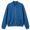 thumbnail image 4 of hoksml Women's Full Zip Jacket, Ribbed Collar Long Sleeve Zip Up Outerwear with Zipper Pockets, Oversized Loose Fit Solid Color Casual Coat, 4 of 6