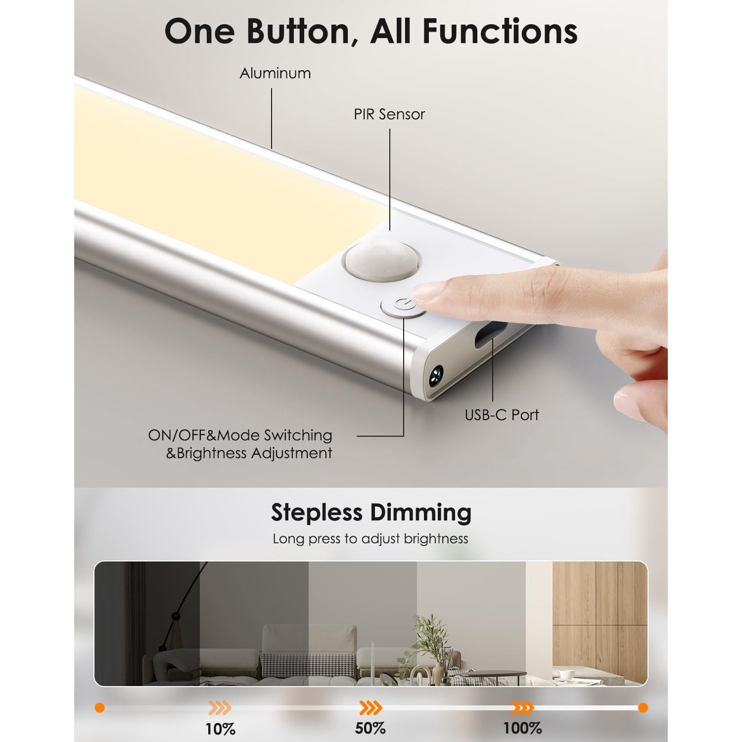 5 Pack Under Cabinet Lights Upgraded 2500mAh Under Cabinet Lighting Wireless, Rechargeable Motion Sensor Light Indoor LED Closet Lights Under-Counter Light Fixtures for Kitchen, Hallway, Stairs, 12in
